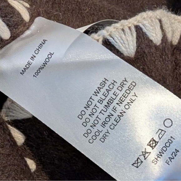 Quince Brown (Cocoa Melange) Double Faced Merino Wool Scarf Coat Jacket, Size L - Picture 4 of 4